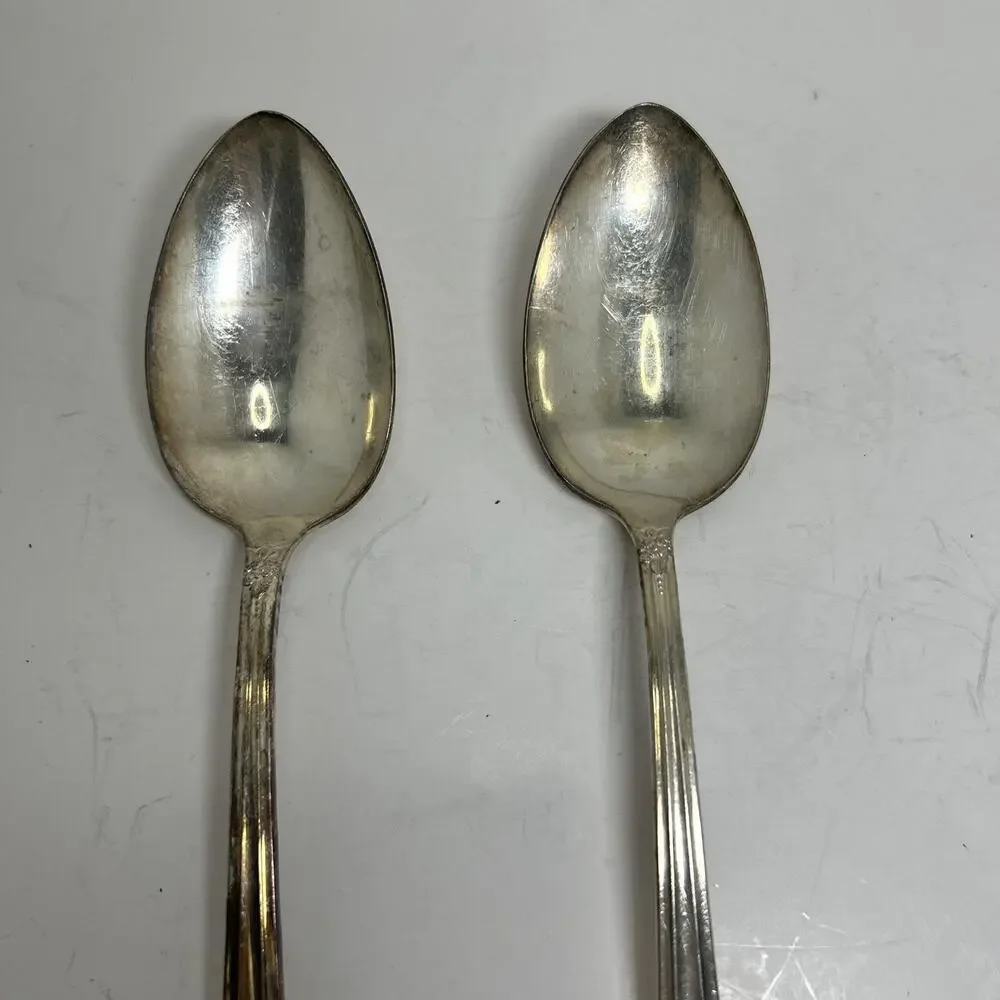 Wm Rogers 1953 Silverplate JUBLILEE Flatware 8.5” Serving Spoons Set Of 2